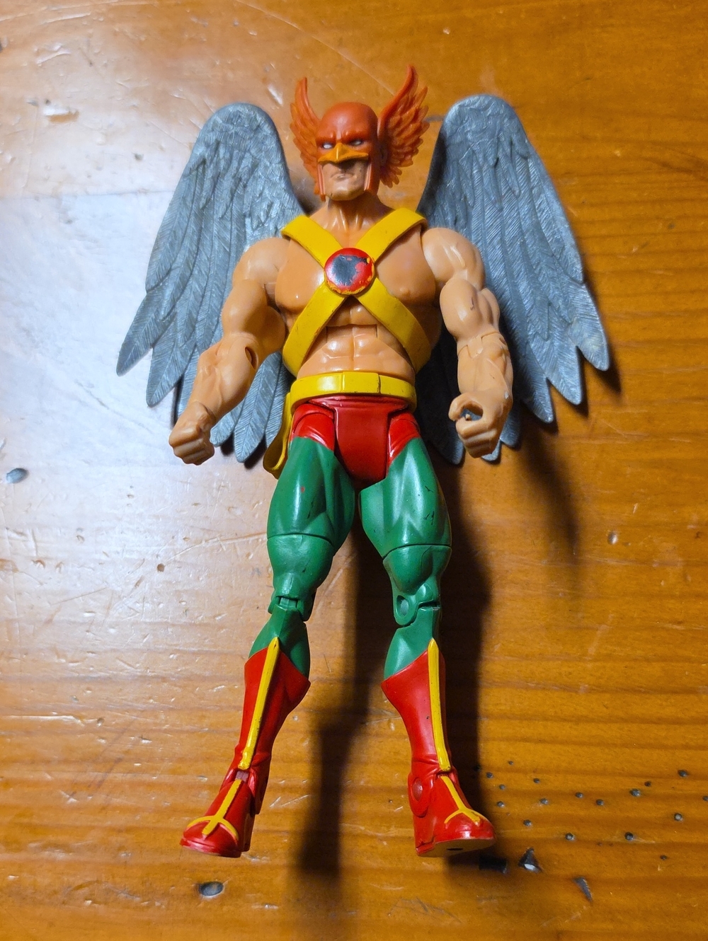 Vintage DC Comics Hawkman Action Figure in Green, Red, Yellow & Gray
